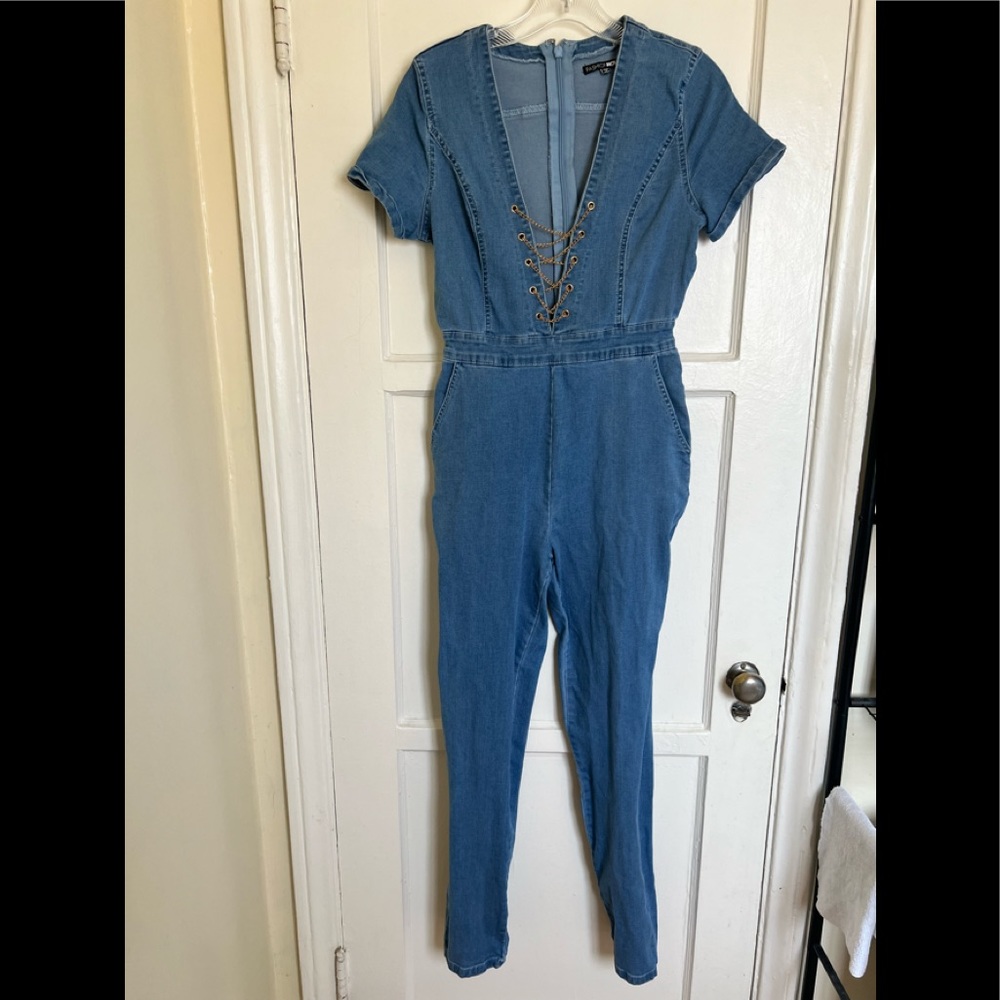 Fashion nova, jean romper, size M